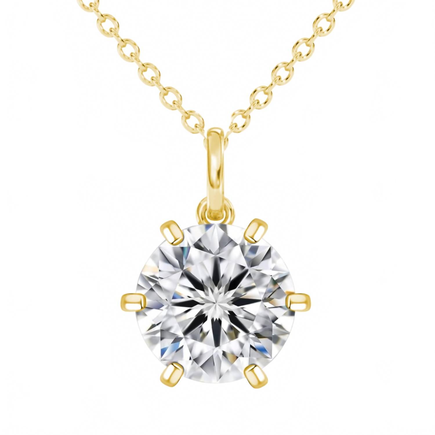 New Allyanna Gifts Women's Moissanite Round Solitaire Necklace In Gold